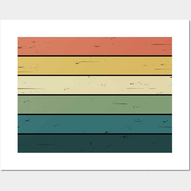 Retro Woodgrain Rainbow Pattern Wall Art by cottoncanvas